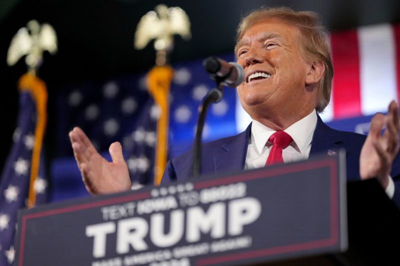 Former President Donald Trump speaks during a rally in Ankeny, Iowa, on December 2, 2023.